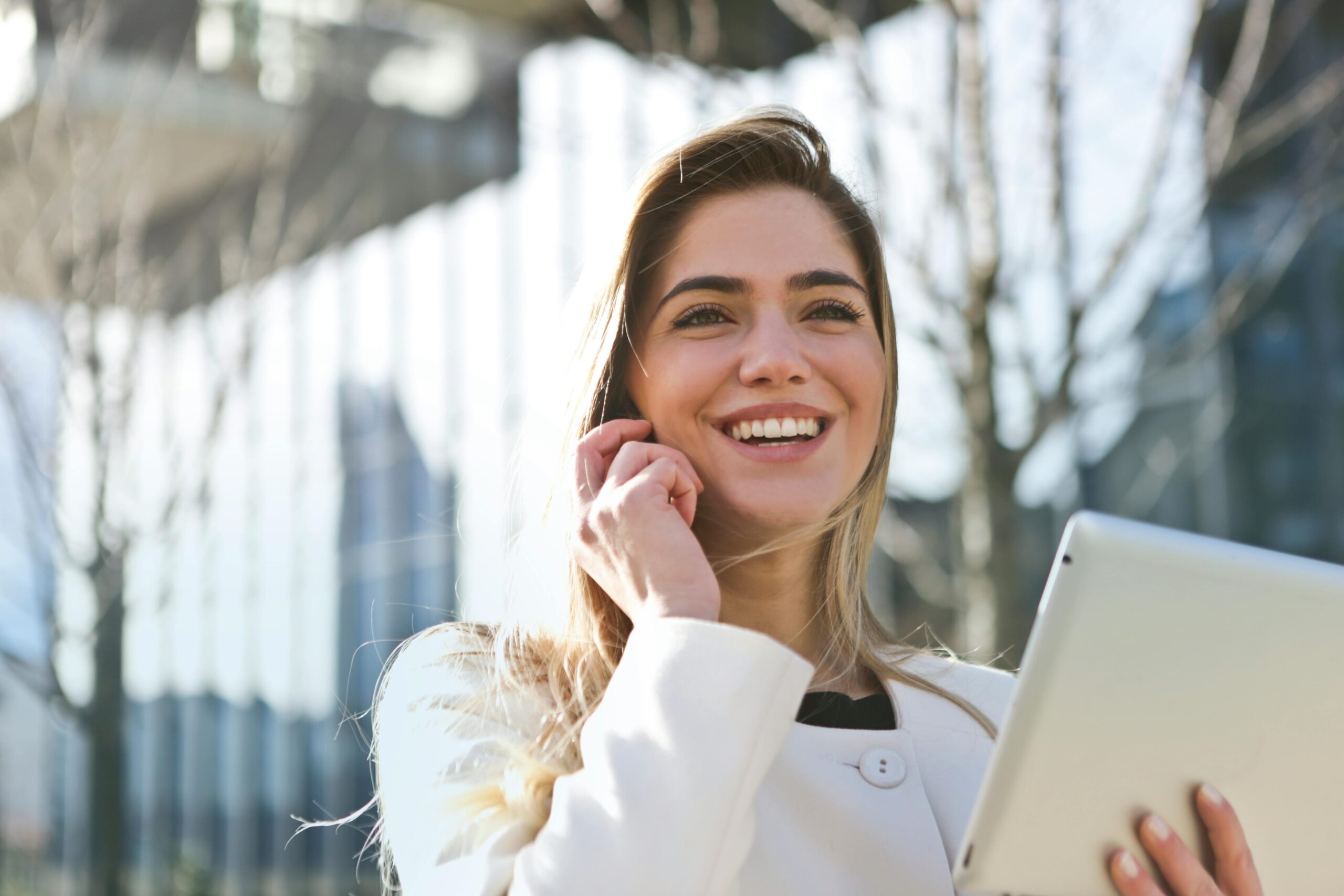 A female entrepreneur looking hopeful